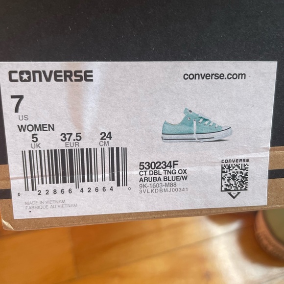 Converse Sneakers in Aruba Blue CT DBL TNG OX size 7.5 - Picture 3 of 3